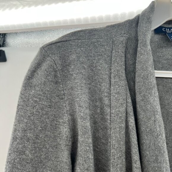 Chaps Cardigan Women's Size Small Gray Open Front Long Sleeve Buttons - Picture 5 of 8